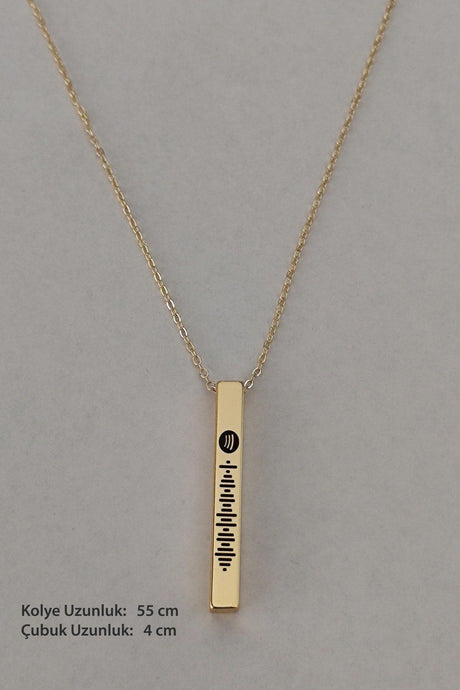 Unisex Spotify Coded Gold Color Bijouterie Stick Bar Necklace Chain - Swordslife