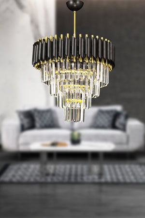 Palmira 45' Crystal Stone Luxury Chandelier - (Black-Gold)