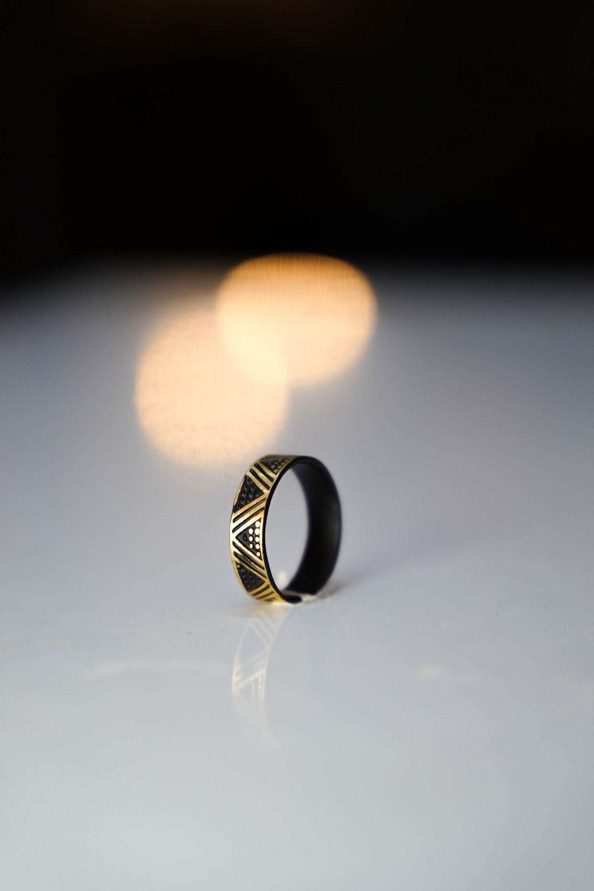 Triangle Pattern Wedding Ring Model Adjustable Men'S Double Color Ring