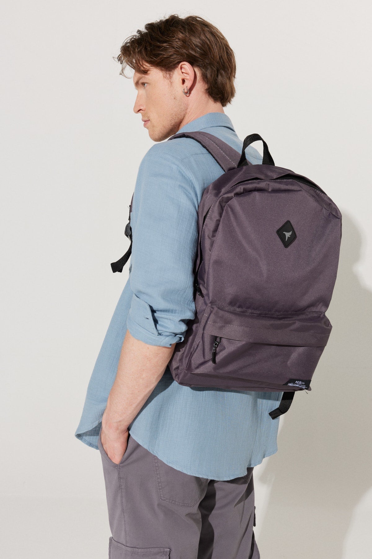 Men's Gray Logo School Backpack