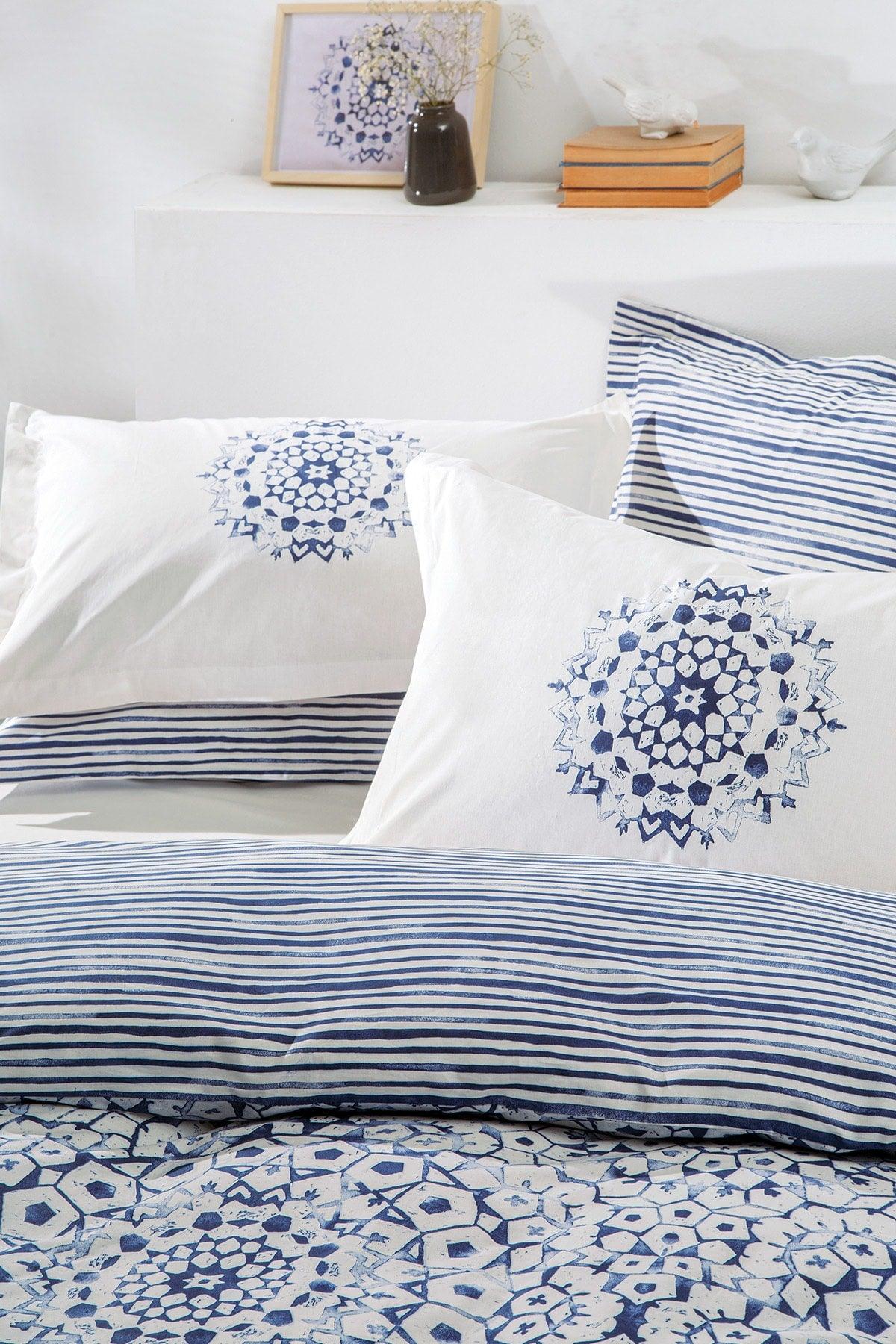 Sancia Ranforce Double Duvet Cover Set - Blue - Swordslife