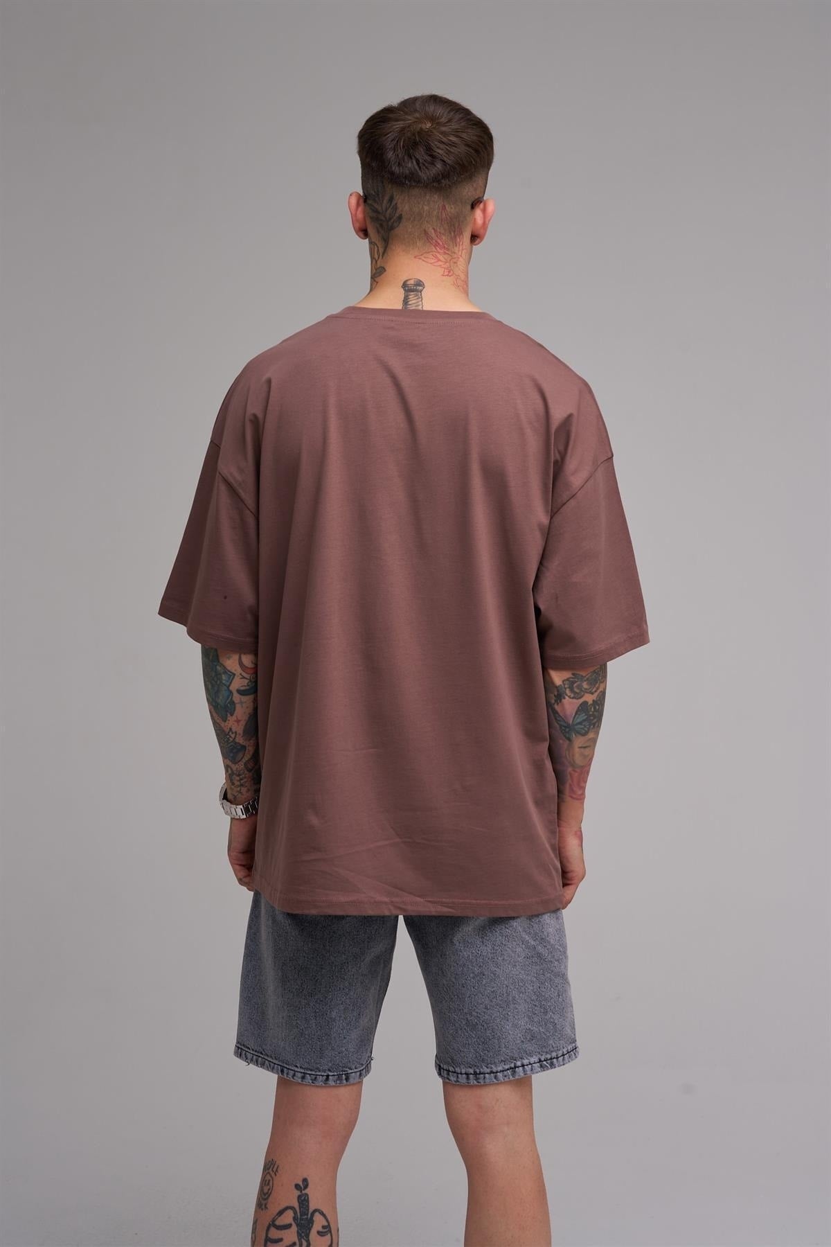 Unisex Large Size Only Belong Printed Cotton T-Shirt Plum