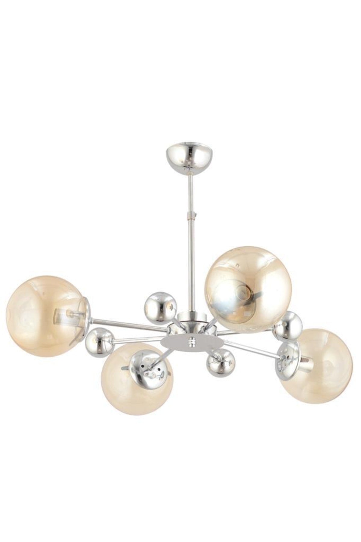 Nairobi 4-Piece Silver Yellow Globe Glass Chandelier