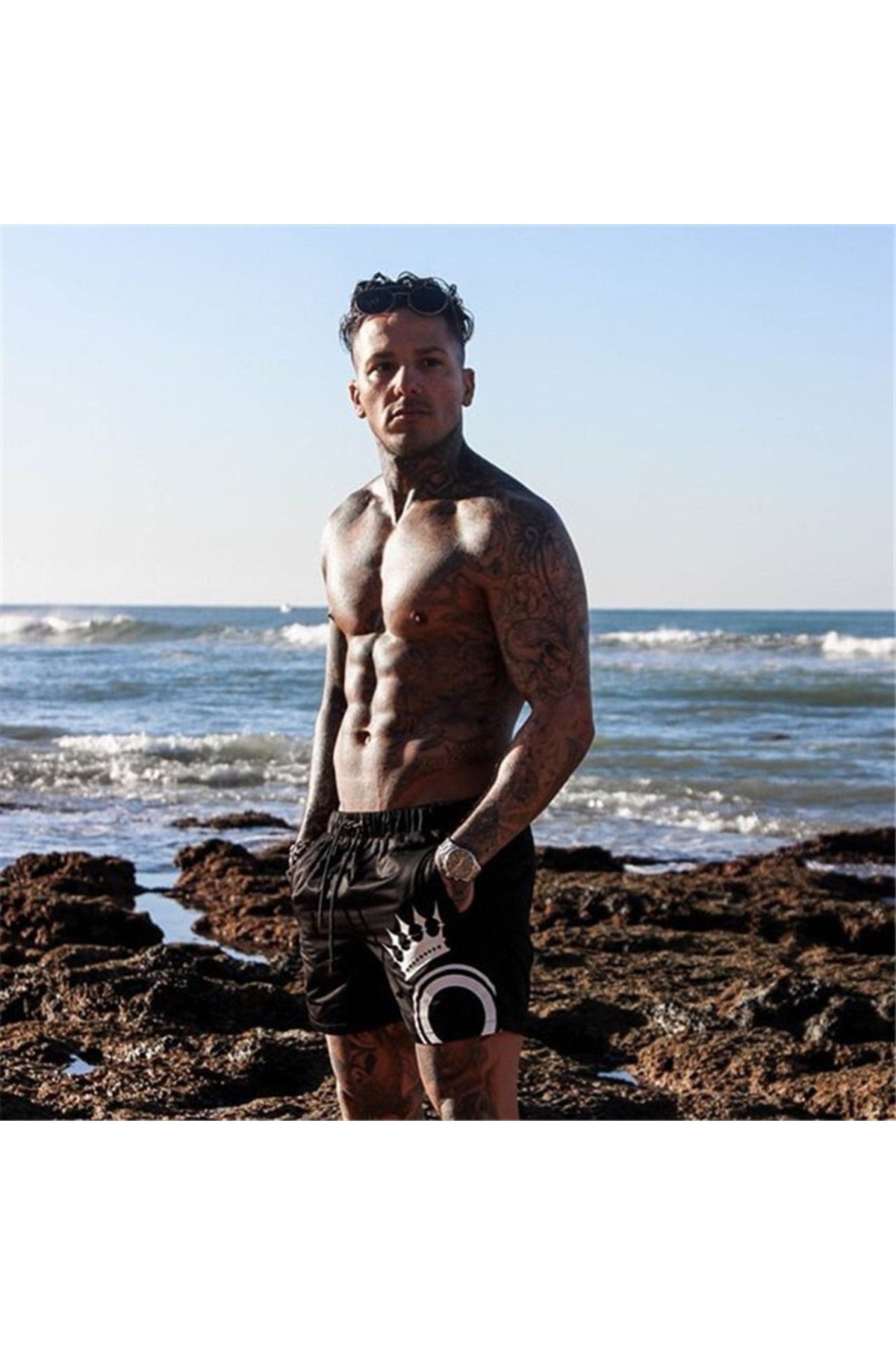 Men'S Printed Standard Size Marine Shorts