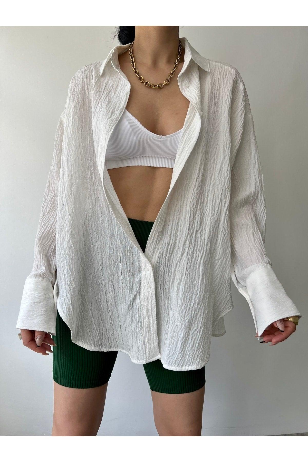 Durres Women's White Oversize Shirt - Swordslife