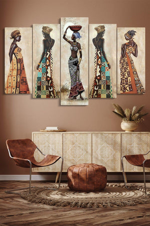 African Women 5-Piece Mdf Painting - Swordslife