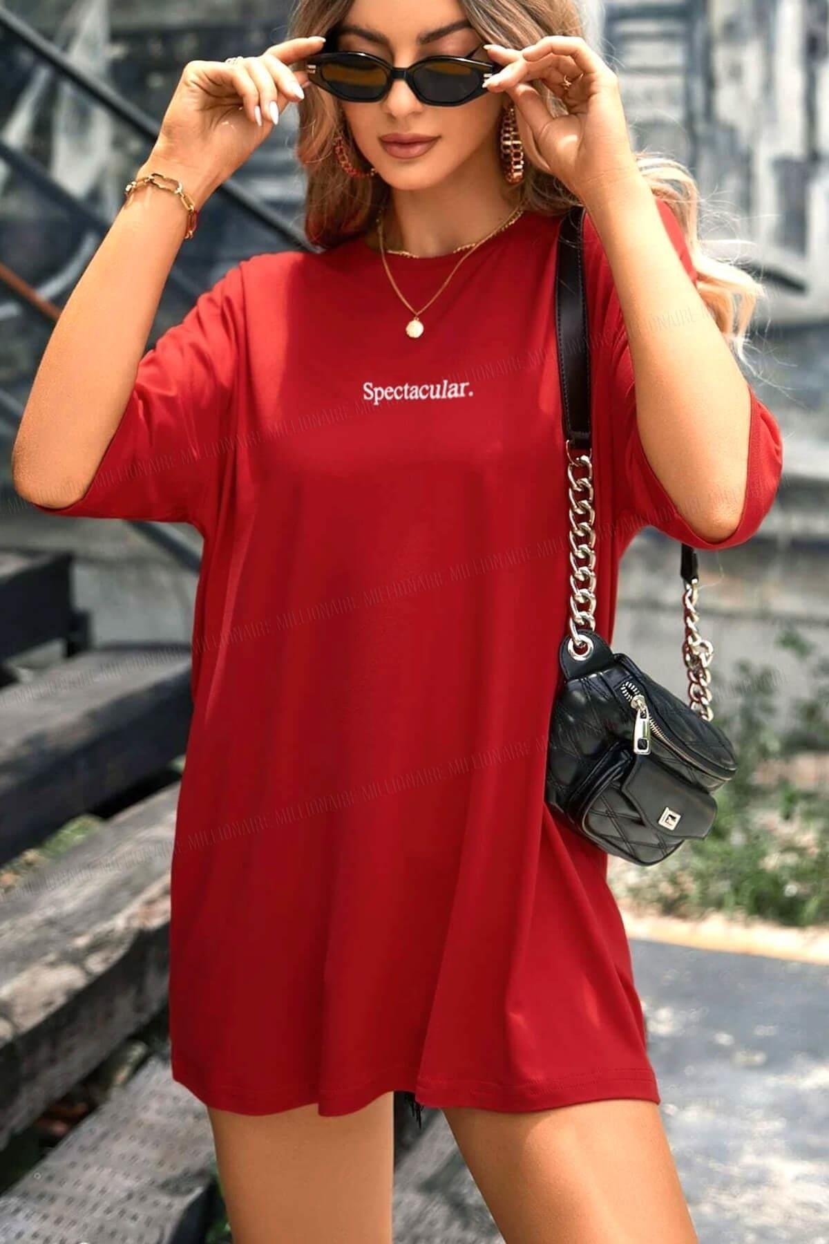 Spectacular Red Oversize Salas Boyfriend Women's T-shirt - Swordslife