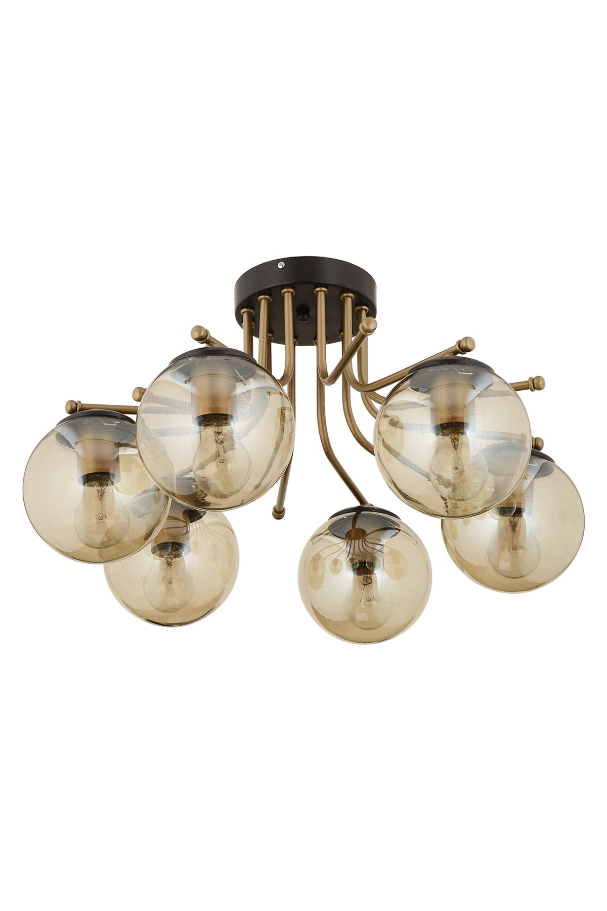 Edin 6 Piece Black Antique Honey Glass Modern Young Room Bedroom Living Room Chandelier