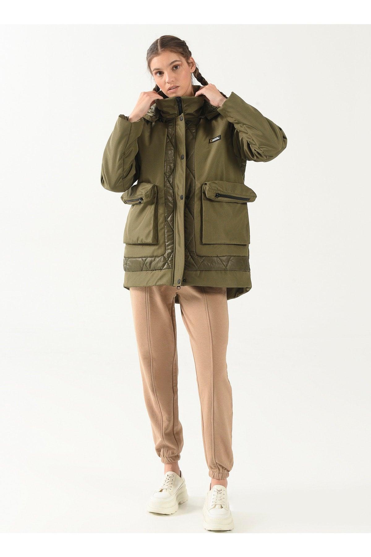 Khaki Women's Coat Cwodes - Swordslife