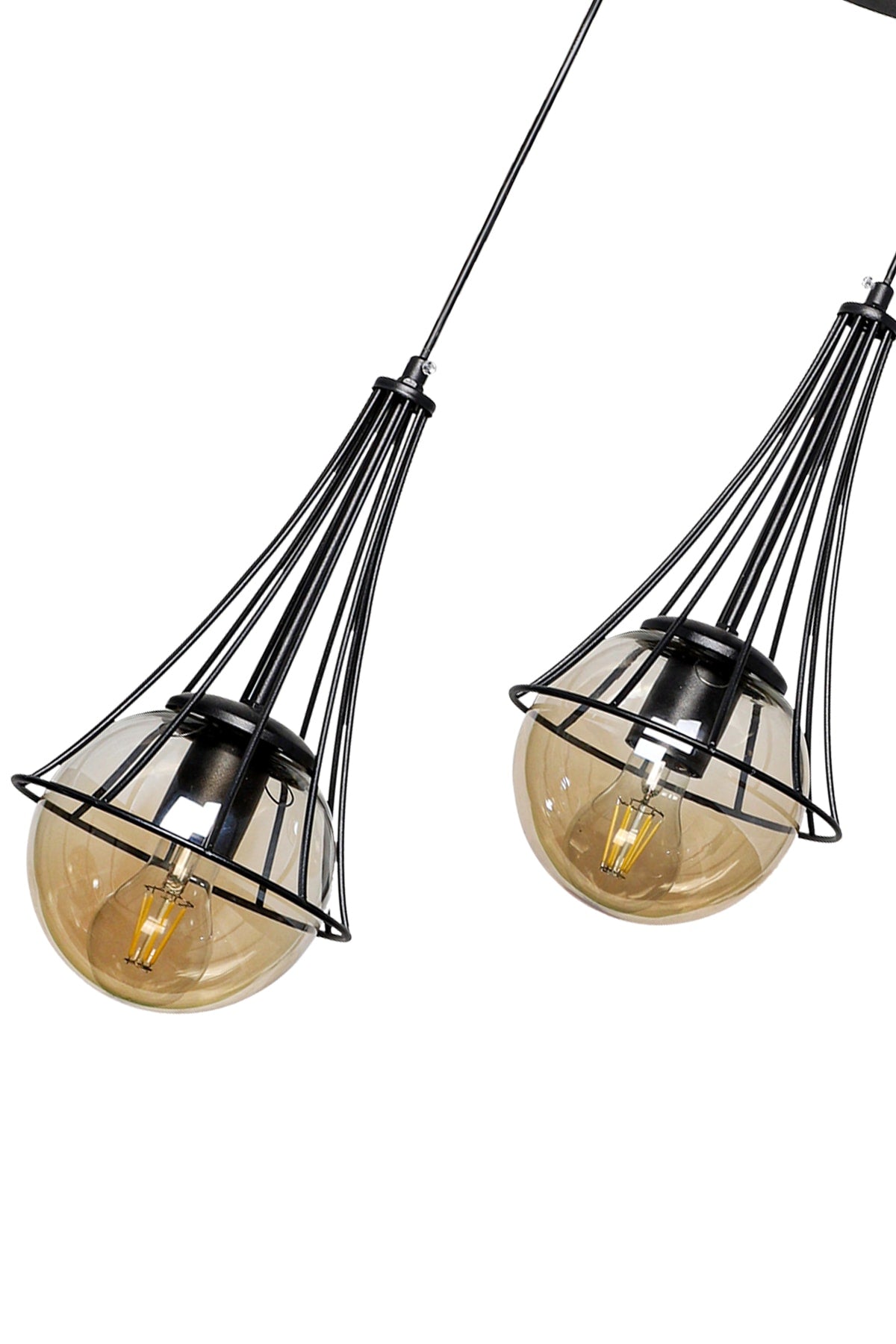 Lapis 2nd Black-Honey Globe Glass Chandelier