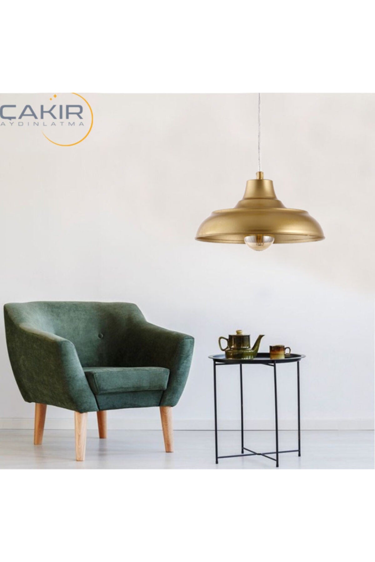 Fiyona Plaster Gold Single Pendant Lamp Chandelier - Çakır Avize