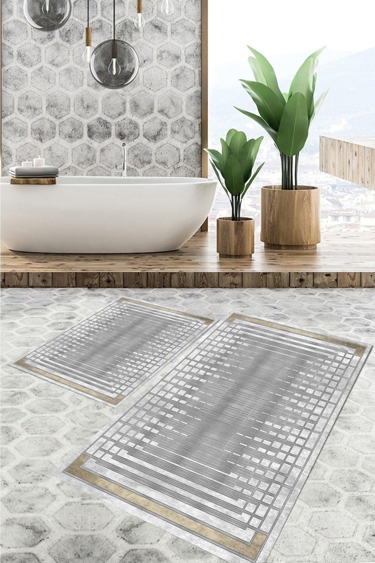 Bath Mat 2 Inch Modern Gray Pattern New - Swordslife