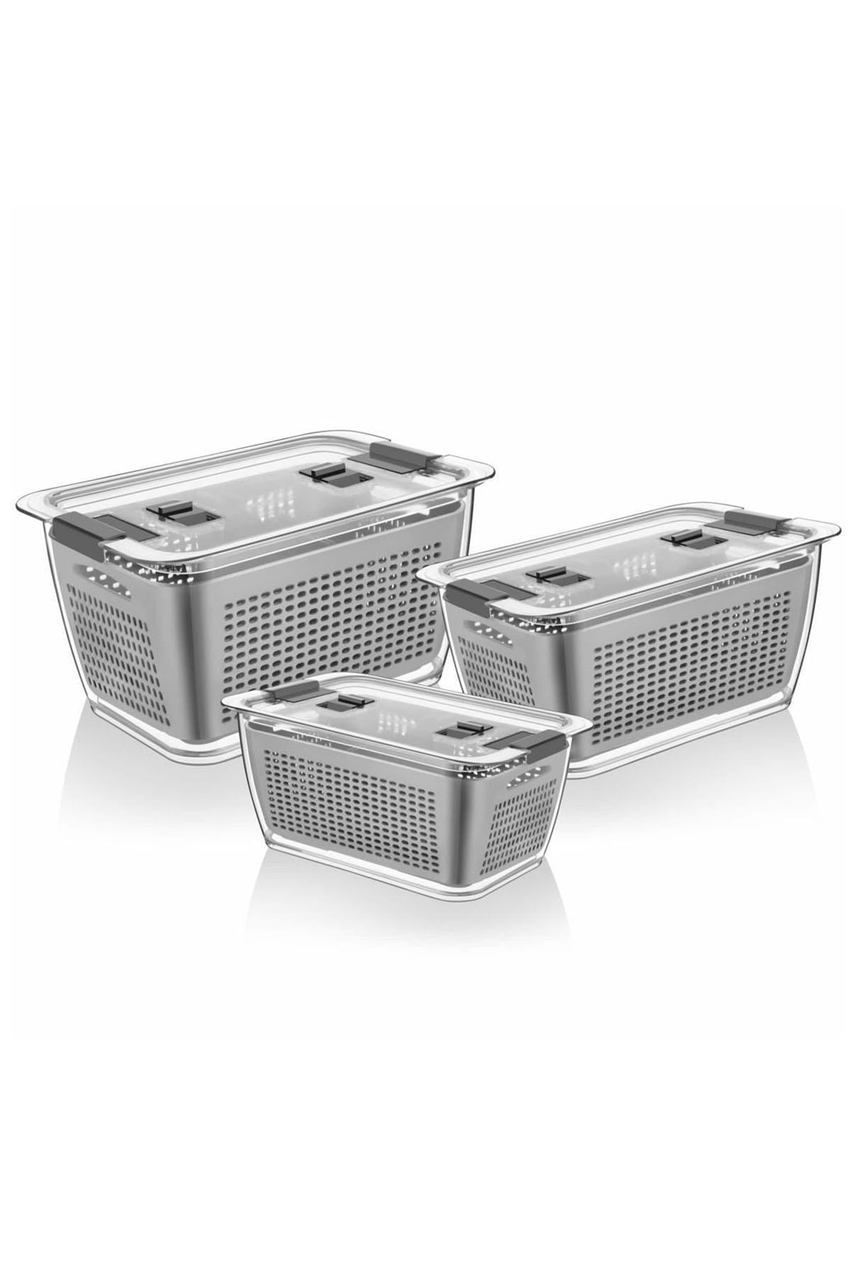 3 Sizes Refrigerator Fresh Vegetable Fruit Storage Container With Compartment Ventilation