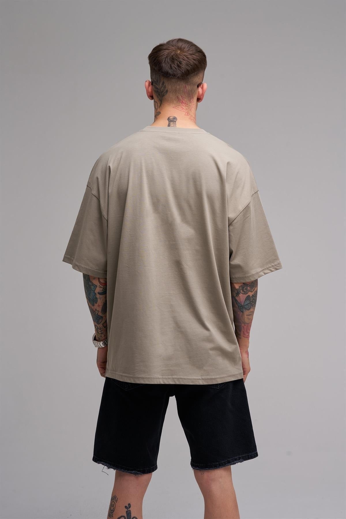 Unisex Plus Size Only Belong Printed Cotton T-Shirt Khaki