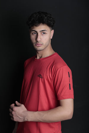Red Sweat Absorbent Outdoor Performance Sports T-Shirt