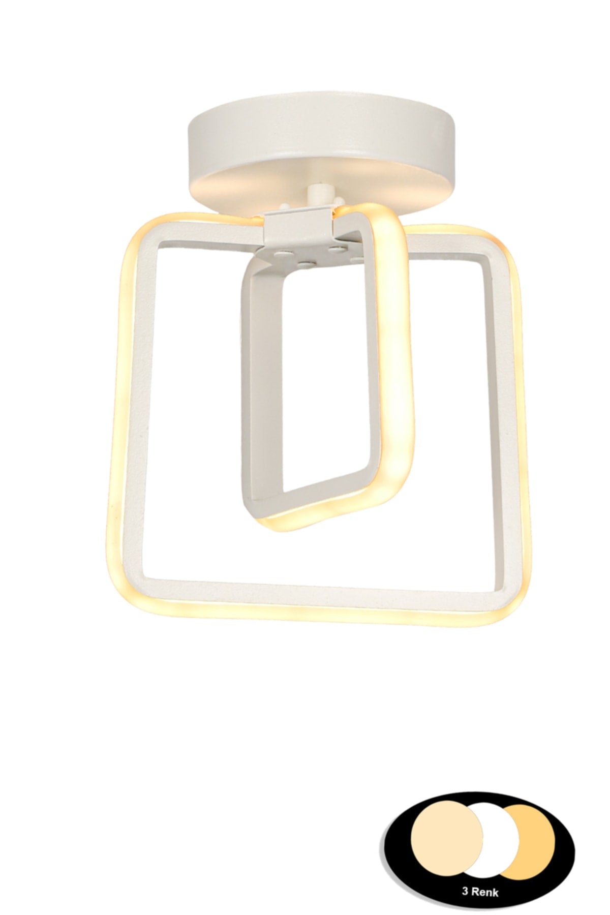 Spacious 3 Color Led Ceiling Mount Single Chandelier White