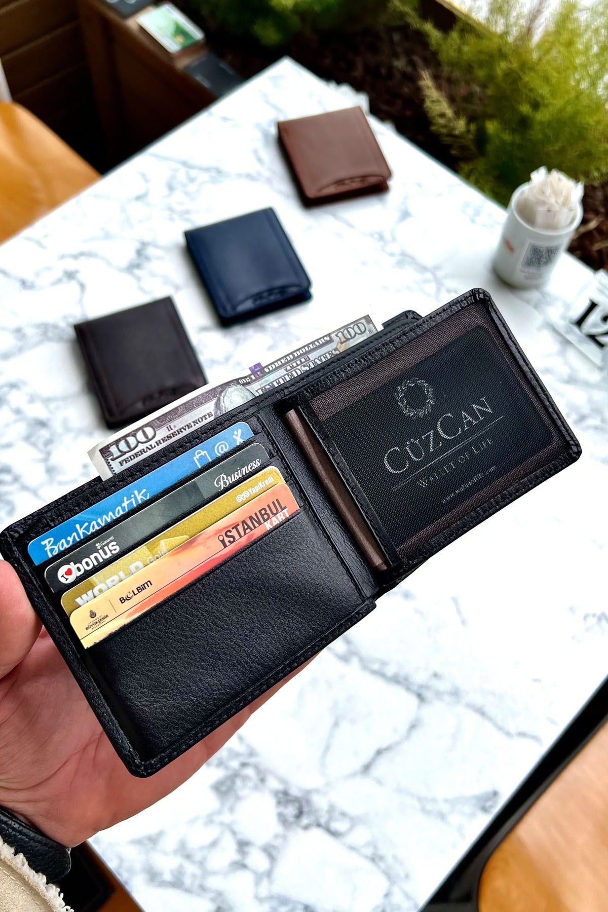 Black Butterfly Model Genuine Leather Men'S Name Custom Printed Wallet