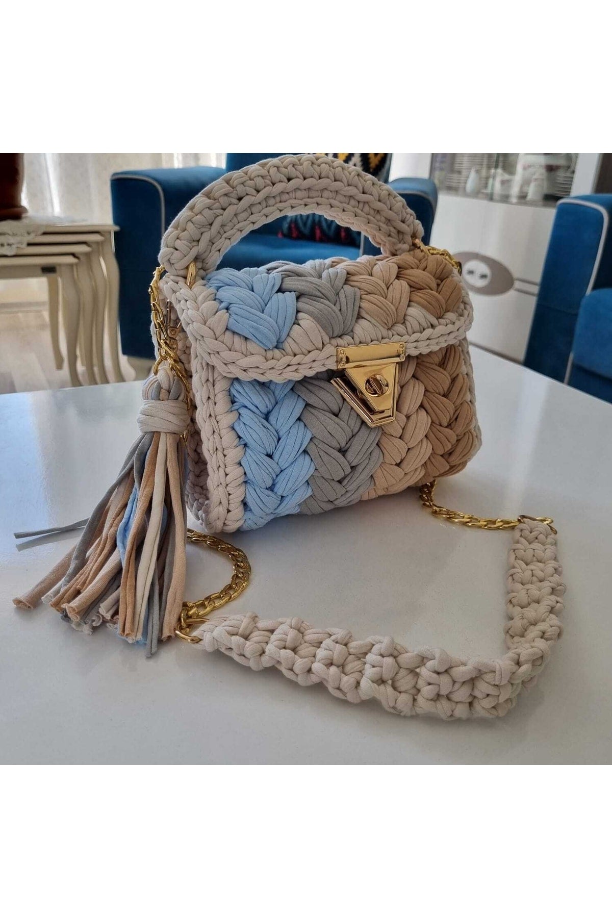 Women's Colorful Peanut Pattern Handmade Crocheted Combed Cotton Bag & Hand, Shoulder And Crossbody Luxury Bag