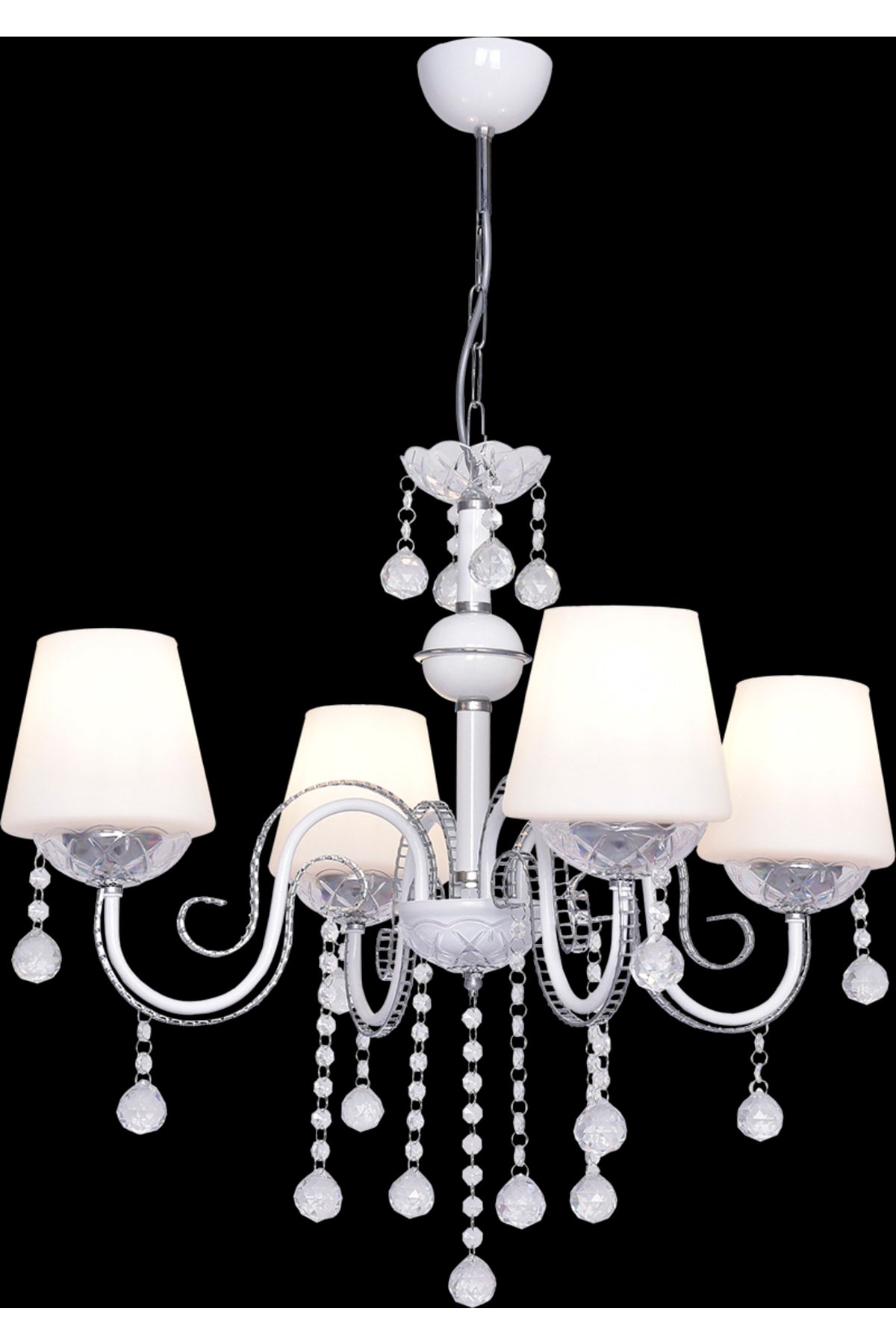 Berfin 4-Piece White Chrome Special Static Painted Stainless Stone Chandelier