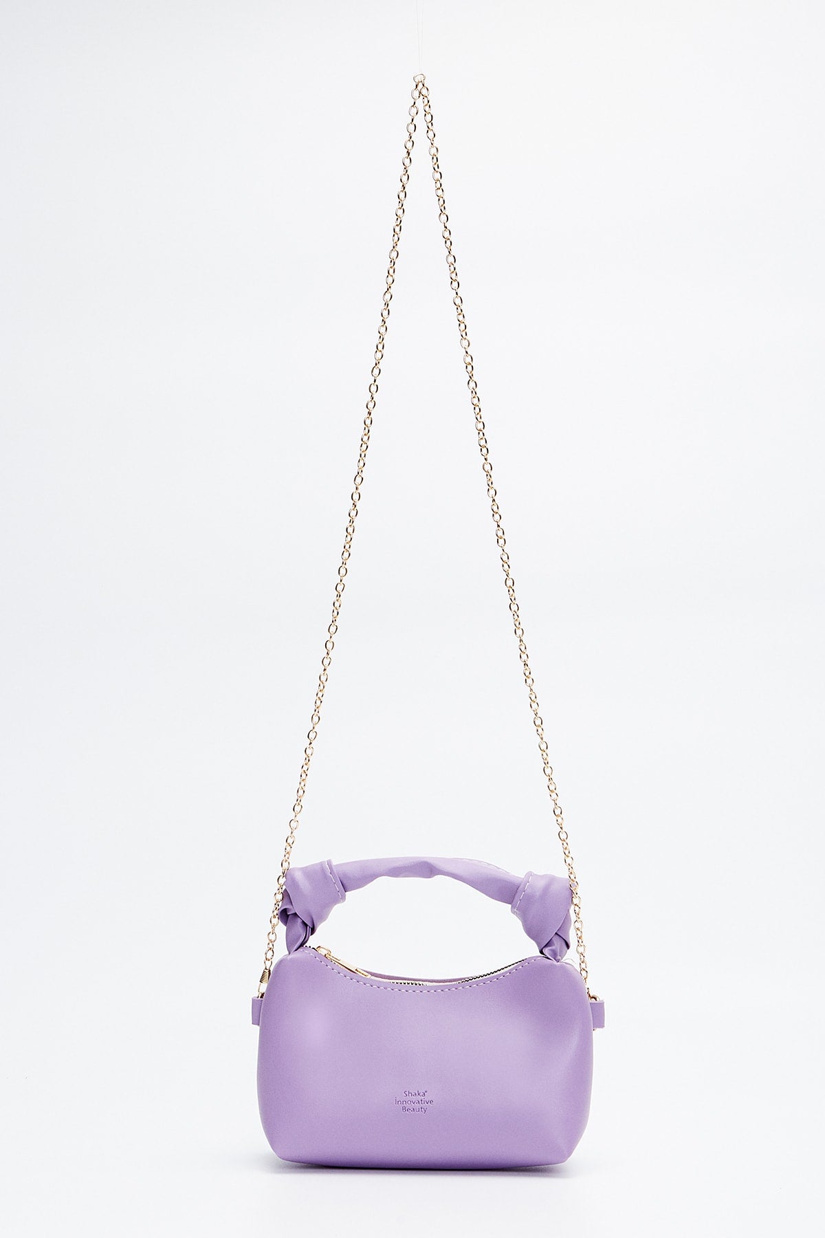 Lila Shk24 Soft Leather Knot Detailed Chain Strap Hand And Shoulder Bag L:14 E:22 W:8 Cm