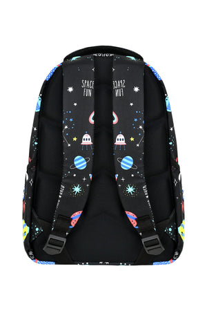 3-Pack Elementary School Space Patterned, Waterproof School Bag With Food And Pencil Holder For Boys