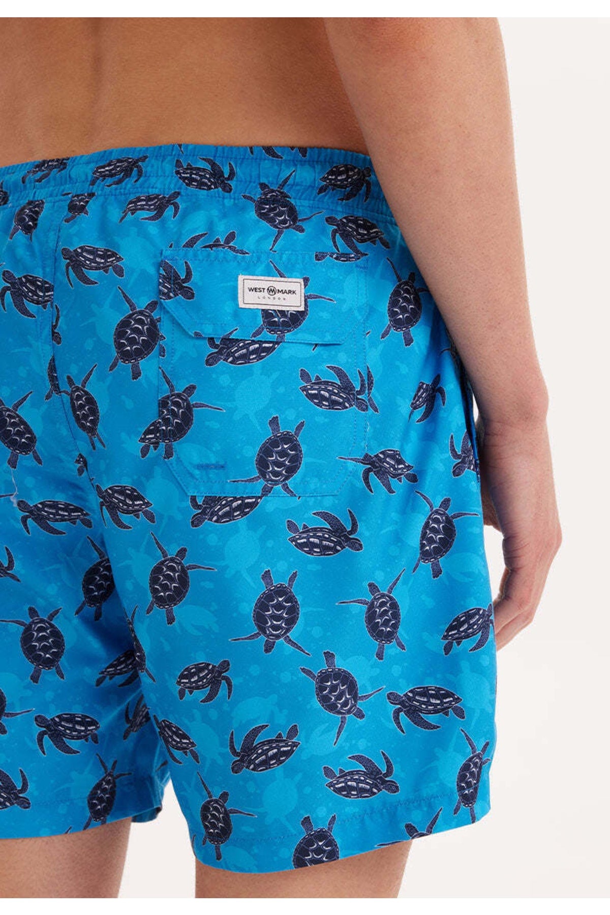 Men'S Blue/Navy Printed Marine Shorts Wmpattern Swımshorts