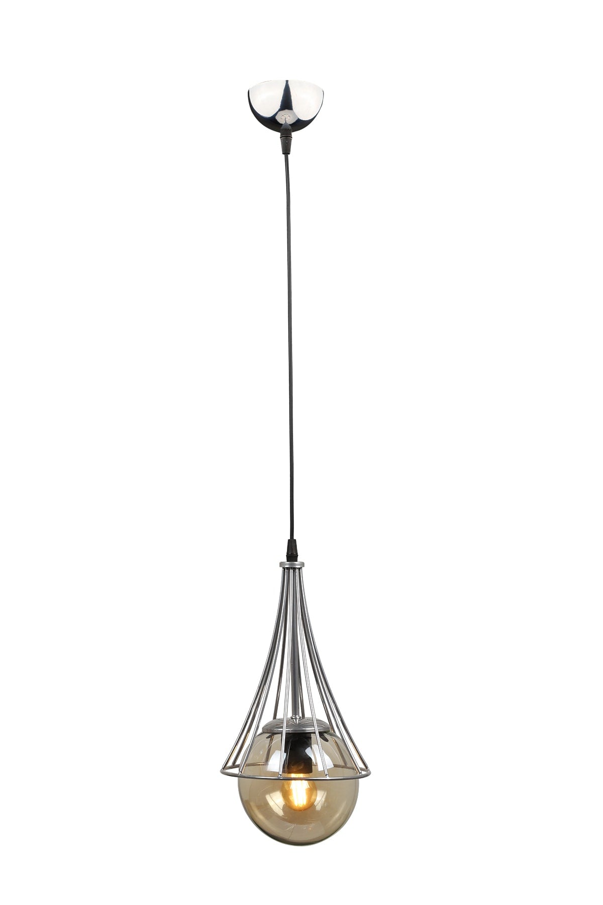 Lapis Single Chandelier Chrome-Honey Glop Glass