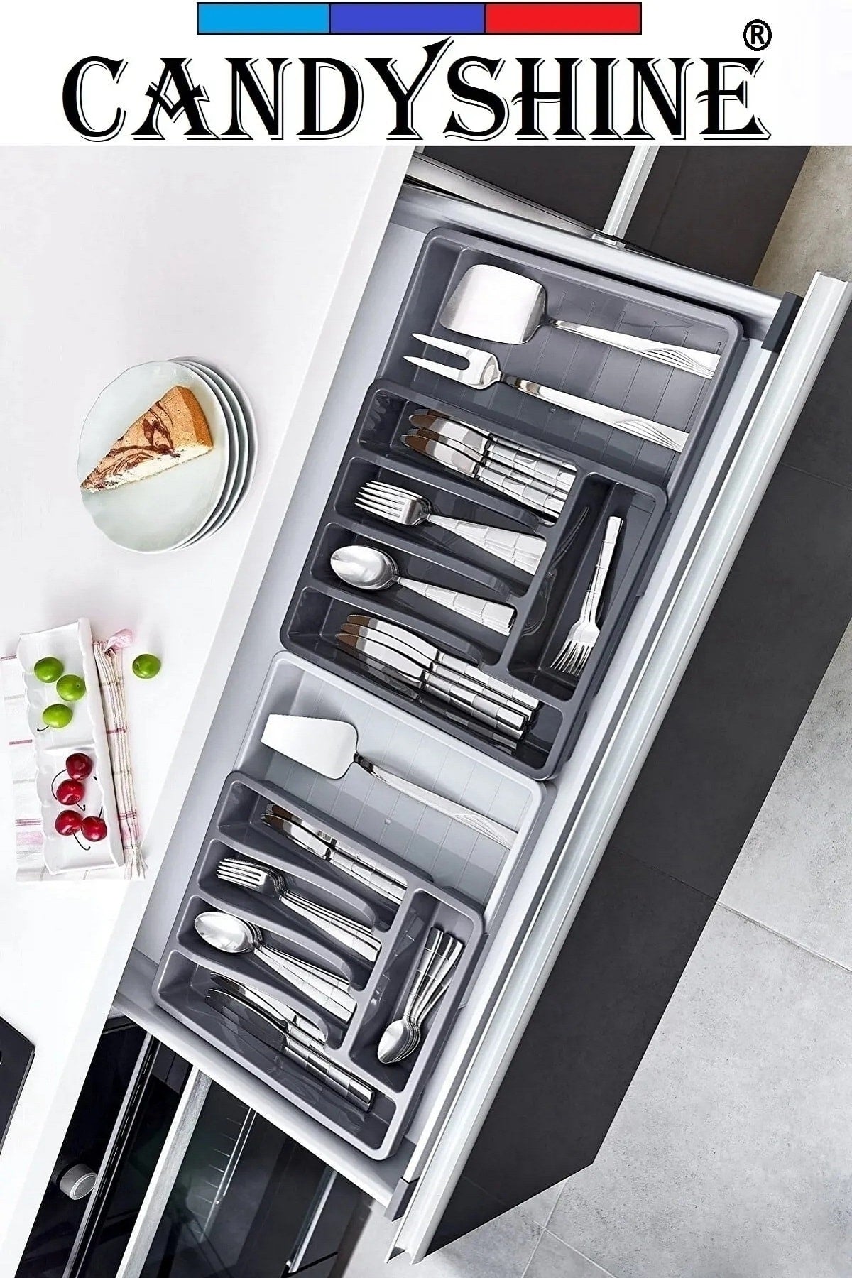 Sliding Cutlery Holder Expandable, Adjustable Size Sliding Cutlery Holder In Drawer