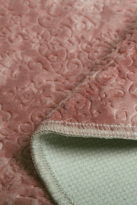 Nova Pink 80x150 Cm Cotton Non-Slip Base Plush Bath Mat Large Fringed Bathroom Rug - Swordslife