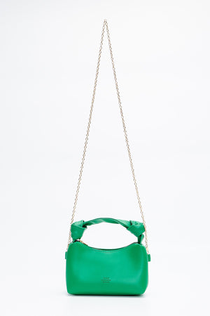 Grass Green Shk24 Soft Leather Knot Detailed Chain Strap Hand And Shoulder Bag L:14 E:22 W:8 Cm