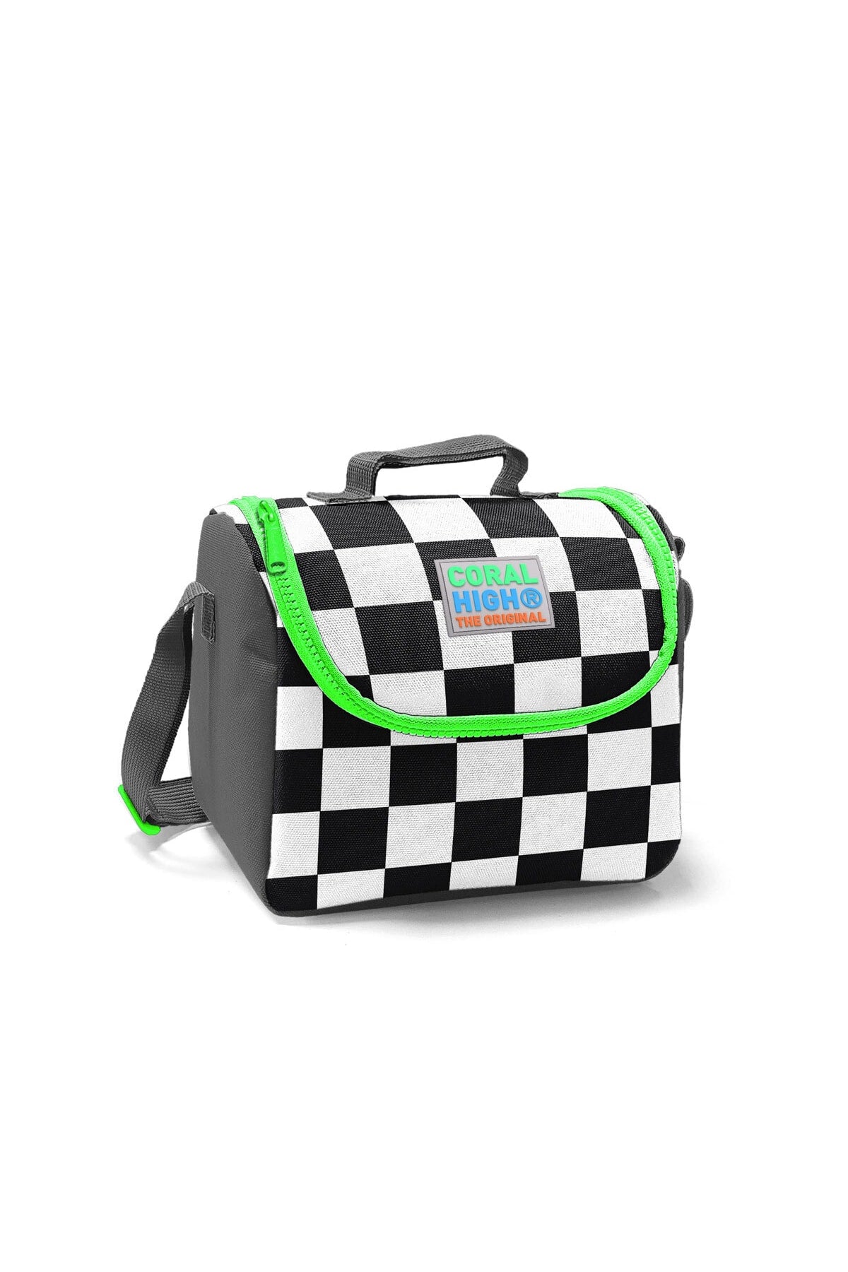 Kids Four Compartment Checkered Green 3-Piece School Bag Set