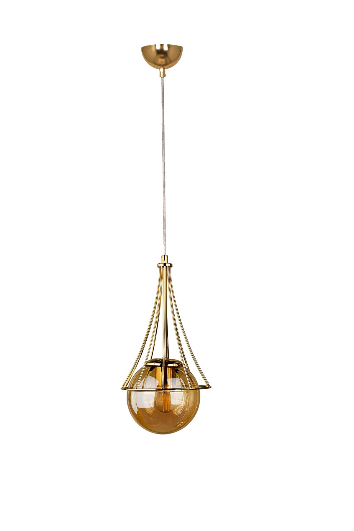 Lapis Single Chandelier Gold-Honey Glop Glass