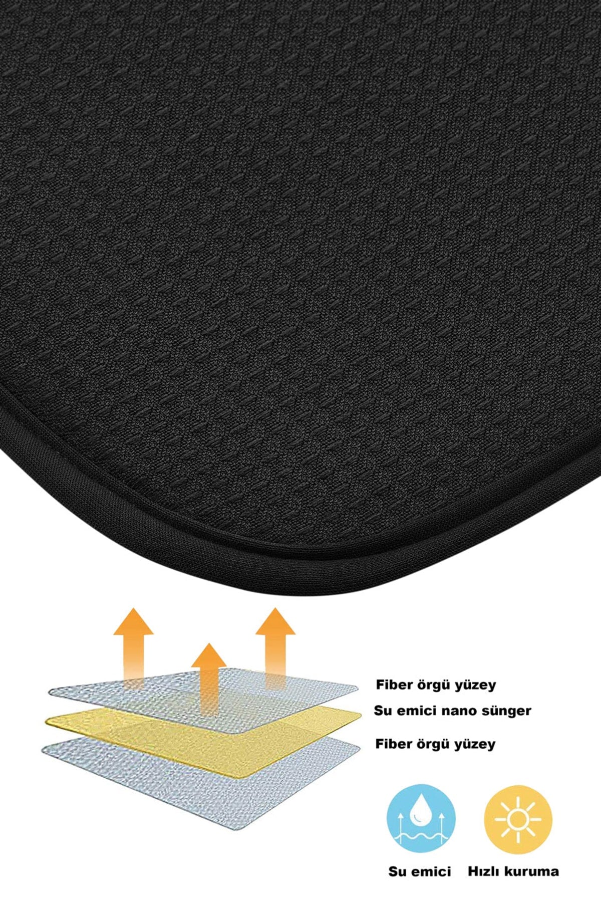 Dish Drying Linen Black Color Nanofiber Dish Mat Ultra Absorbent Dish Linen