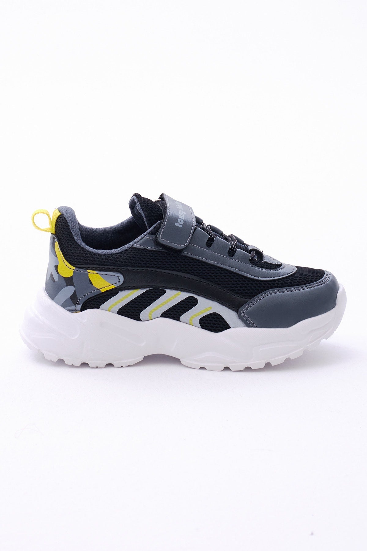 Children's Unisex Smoked Yellow Comfortable Fit Rubber Laced Velcro Sneakers