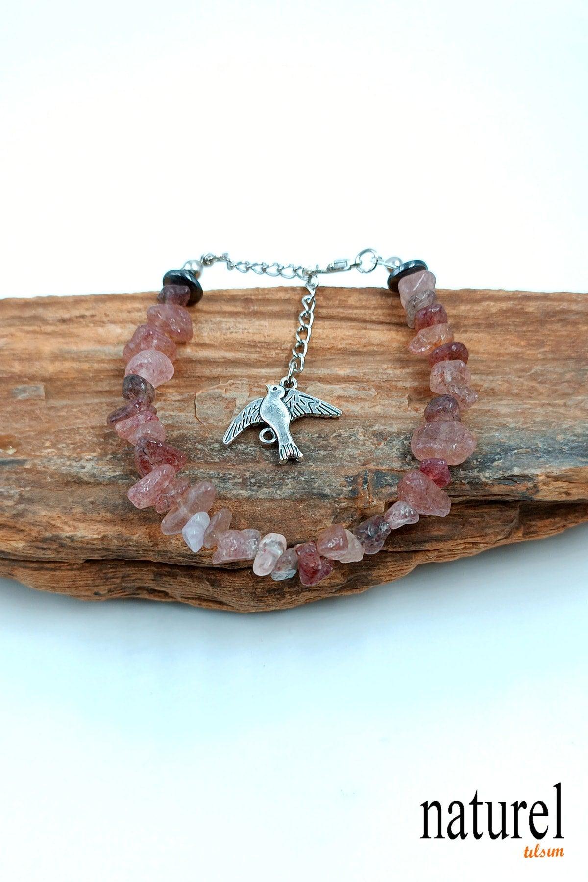 Natural Stone Rose Quartz Women's Bracelet - Broken Natural Stone - Gift Bracelet - Swordslife