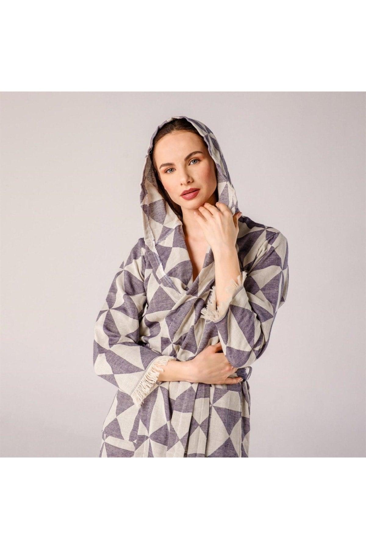 Pyramid Patterned Women's Peshtemal Beach Robe - Swordslife