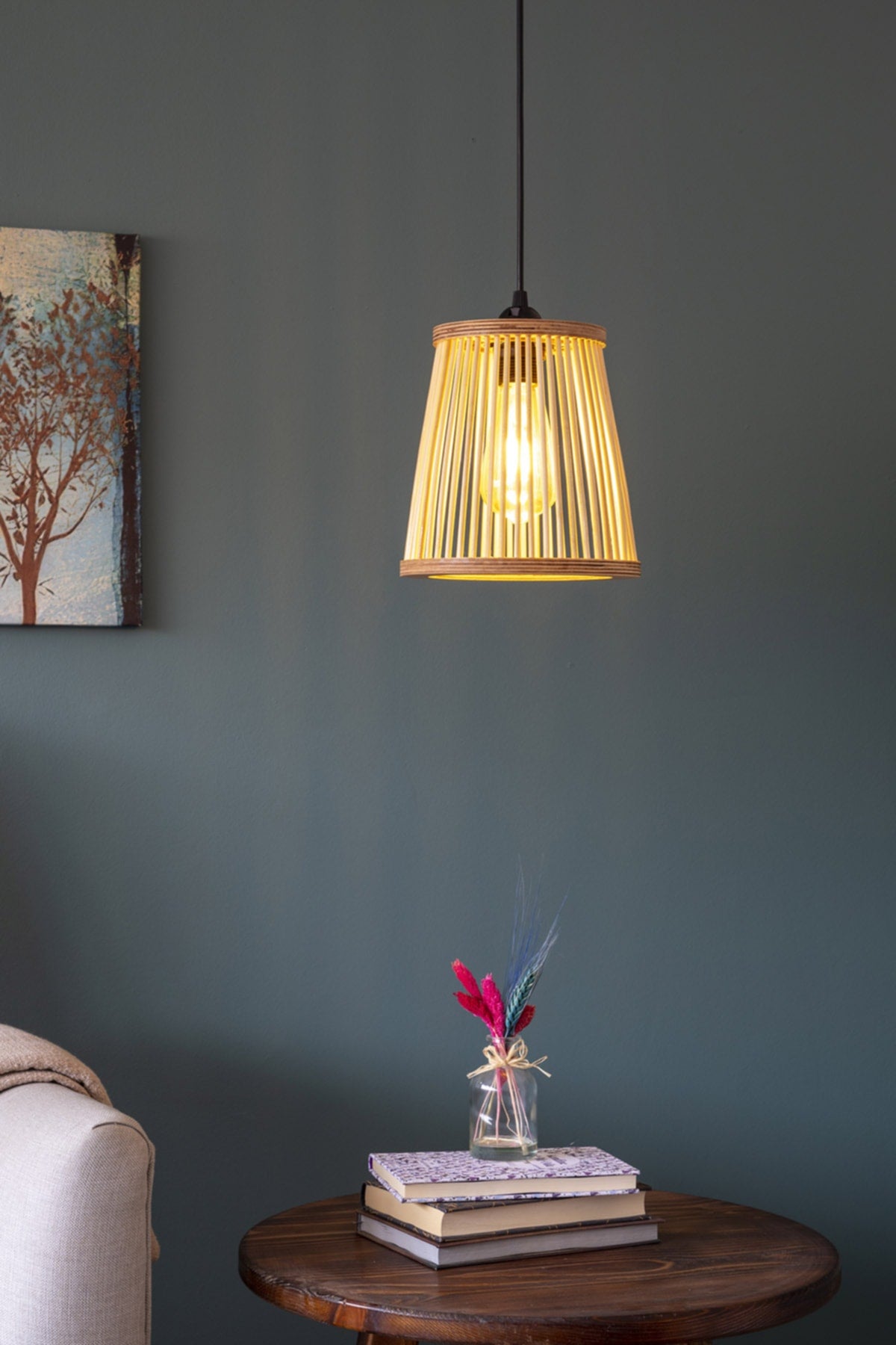 Rustic Series Ayder Bamboo Pendant Lamp Chandelier 20Cm
