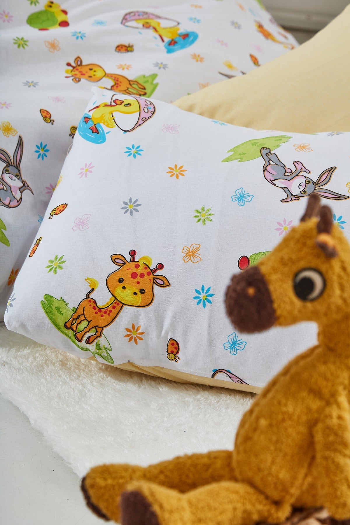 Rabbit Patterned Digital Print Baby Duvet Cover Set