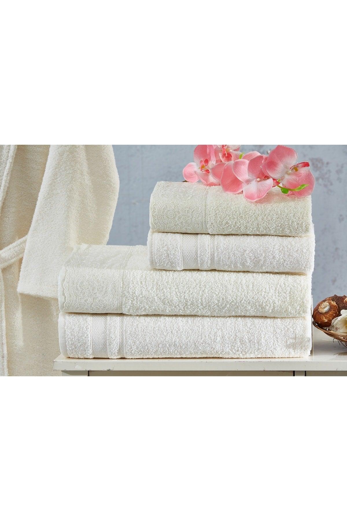 Family Lace Cream & Cream Family Bathrobe Set 6 Pieces Dowry Women Men Bathrobe Bath Towel Set - Swordslife