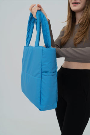 Embossed Puff Fabric Shopper Bag Naples Blue