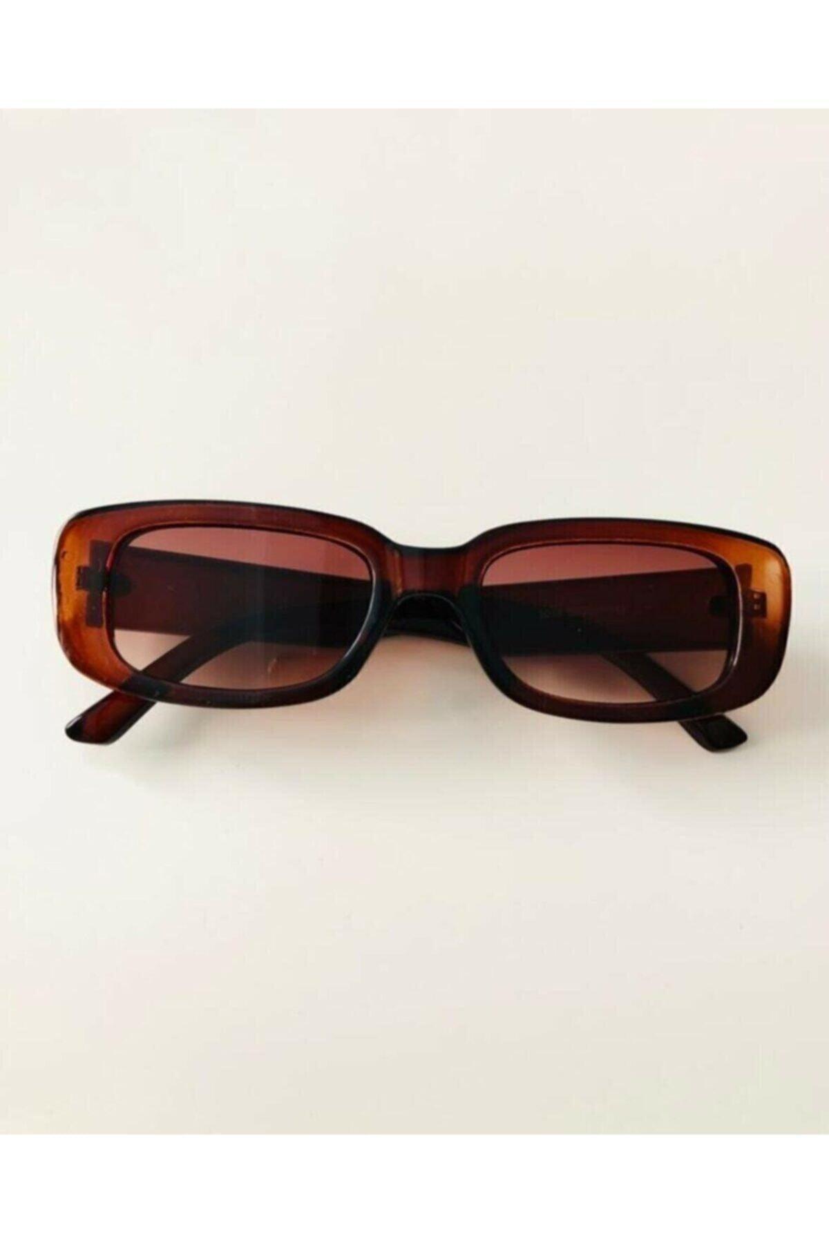 Women's Brown Square Rectangle Vintage Retro Sunglasses - Swordslife