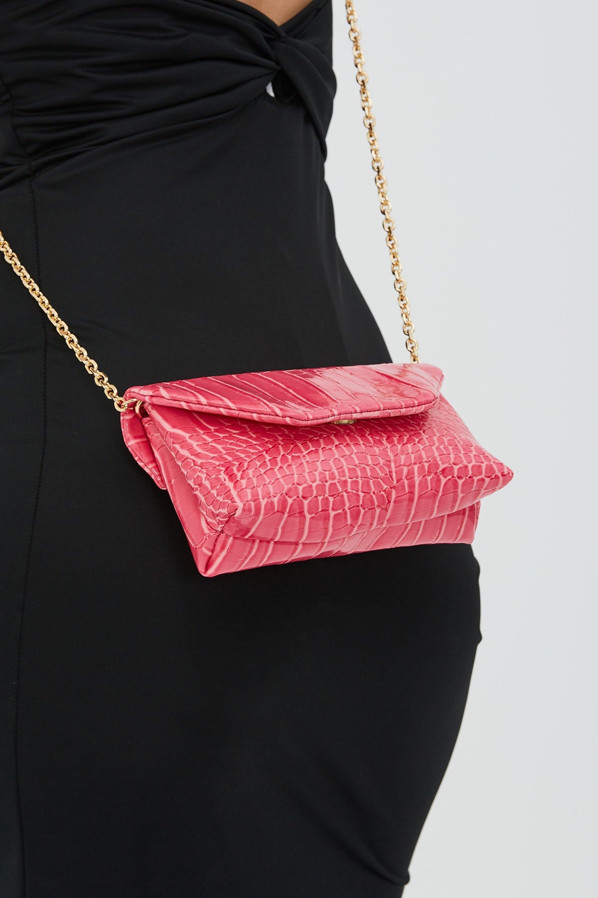 Long Strap Crochet Clucth Jake Women's Crossbody Bag Fuchsia