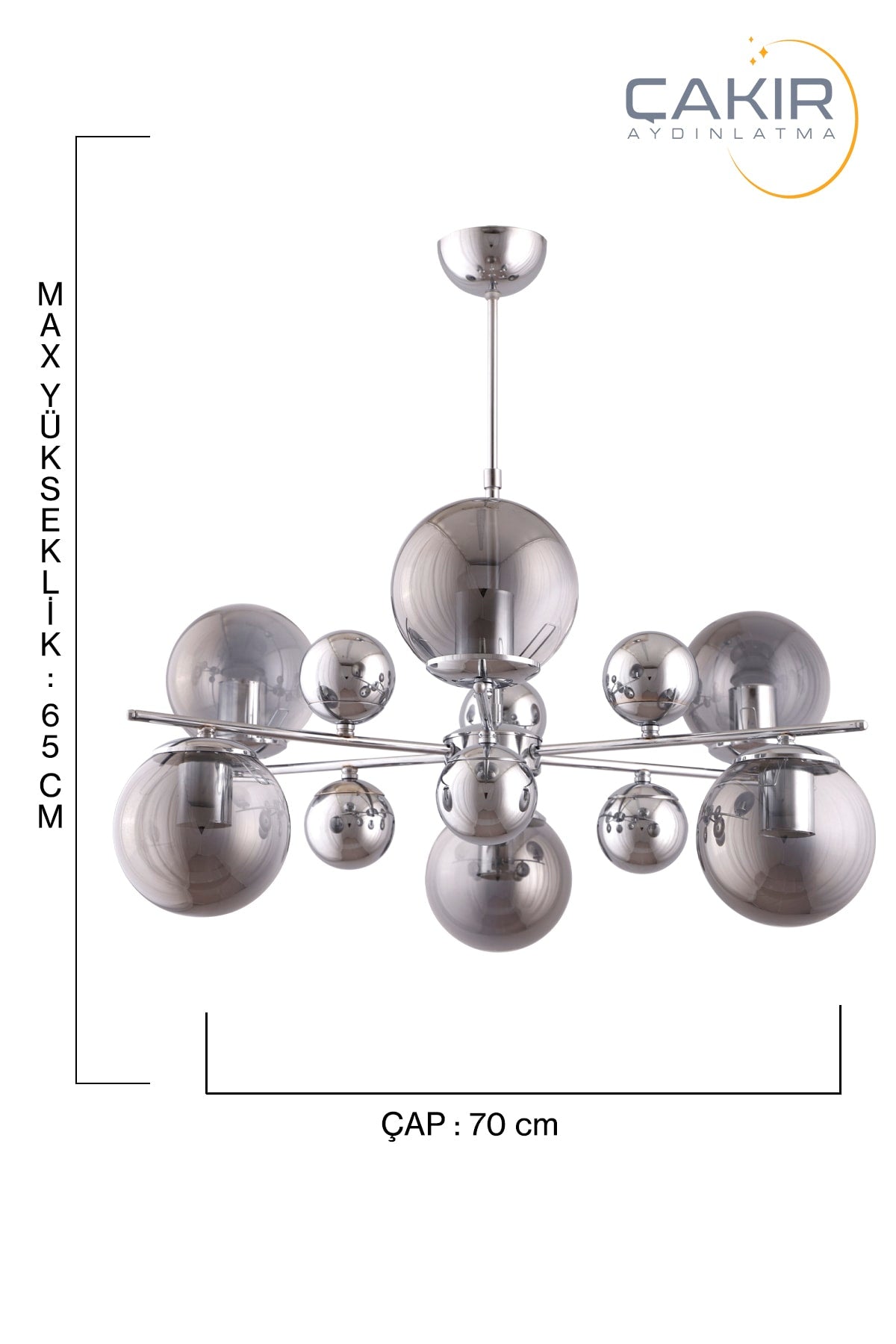 Salkım 6-Piece Chrome Silver Pendant Lamp Chandelier - Çakır Avize