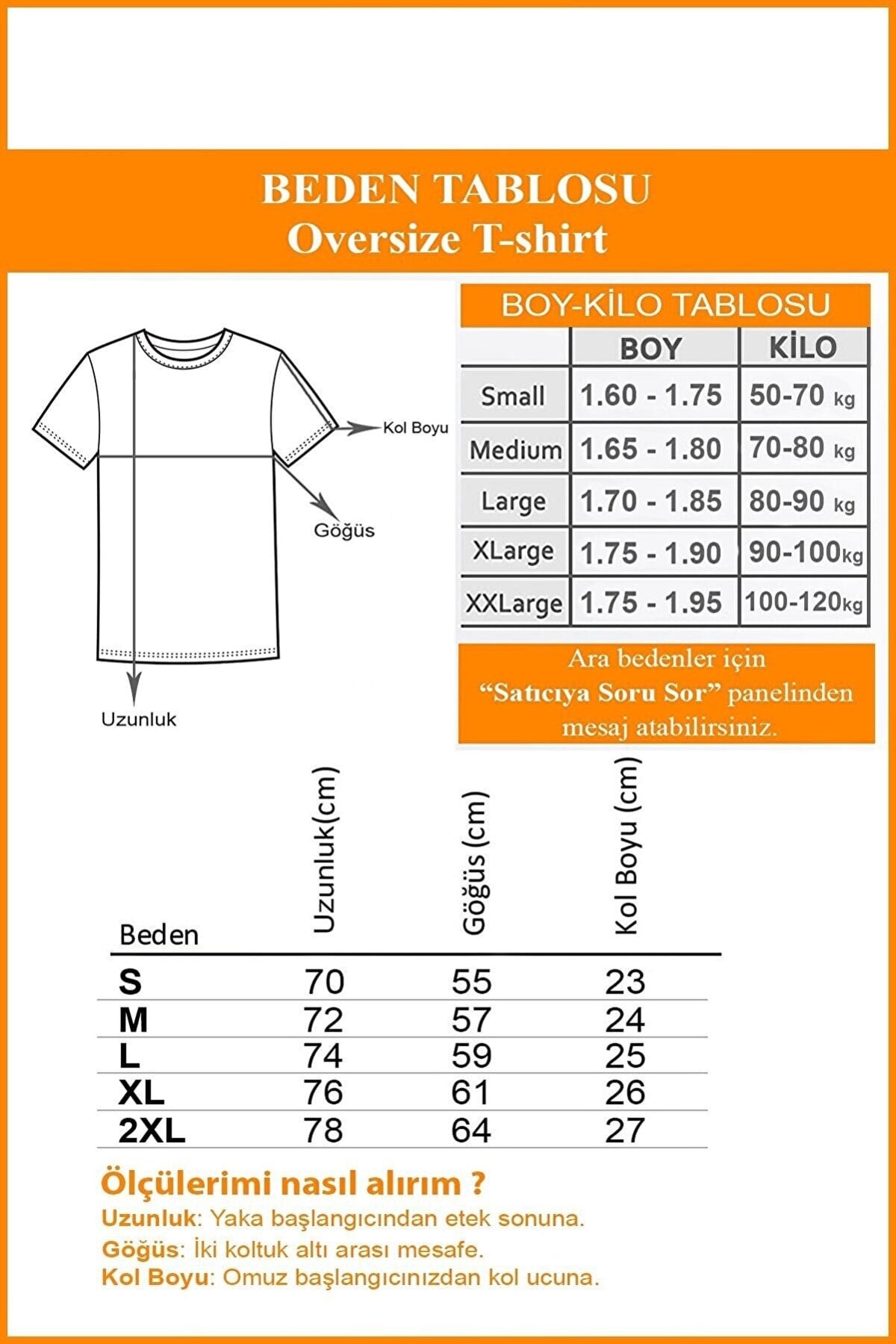 Men's Orange Crew Neck Front World Printed Oversize T-shirt