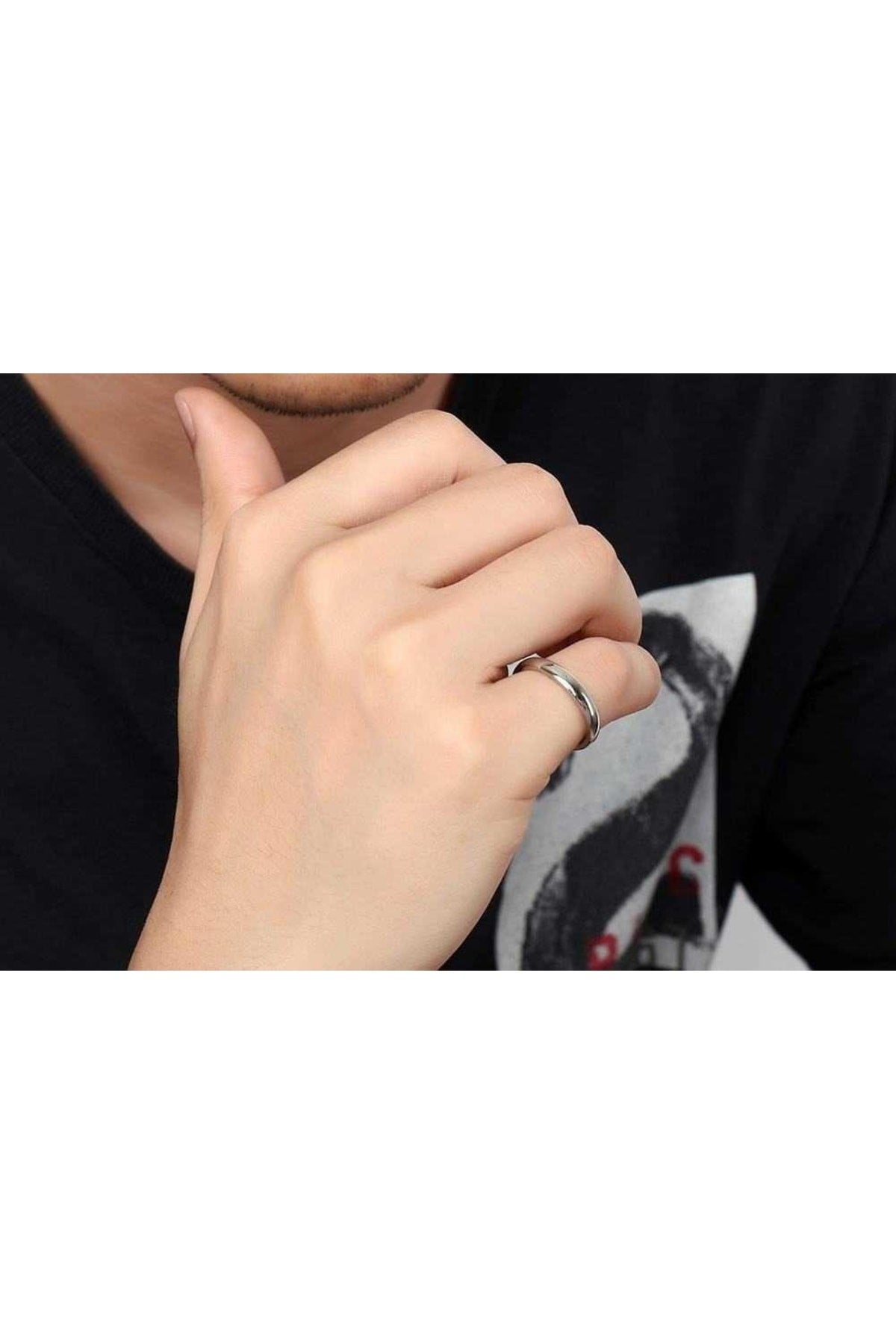 3Mm Thin Curved Shiny Steel Wedding Band Ring Cl27