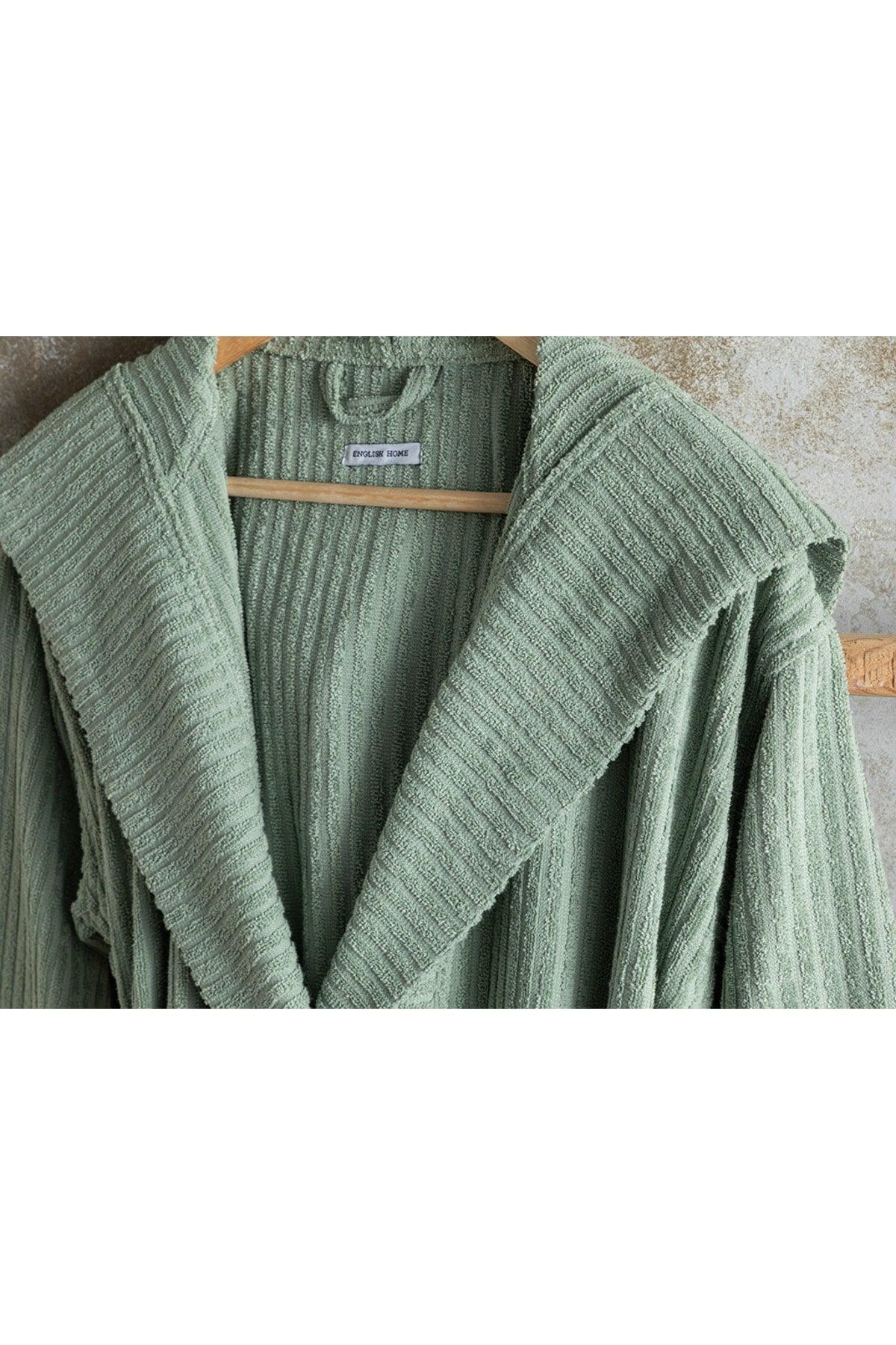 Stripe Cotton Corded Bathrobe Sm Water Green - Swordslife