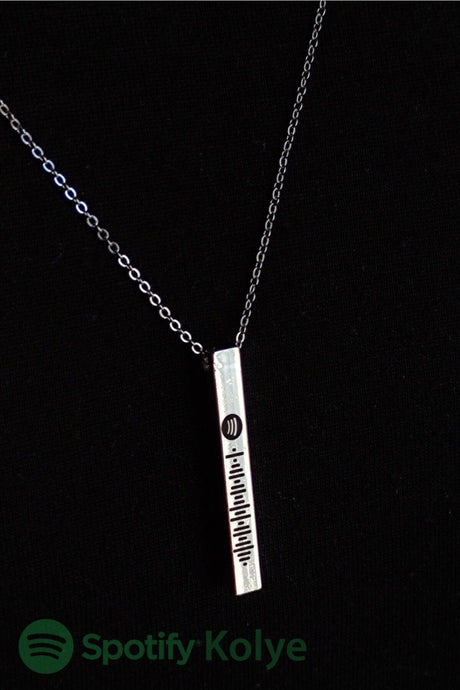 Unisex Spotify Coded Silver Color Bijouterie Stick Bar Necklace Chain - Swordslife