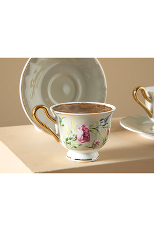Vanilla New Bone China 4 Piece Coffee Cup Set For 2 Persons 90 Ml Light Gray