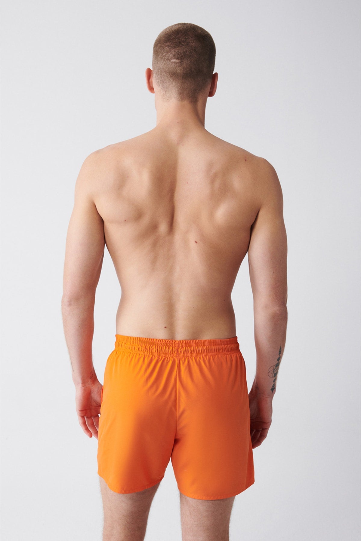 Men'S Orange Quick Dry Standard Size Straight Swimwear Marine Shorts E003801