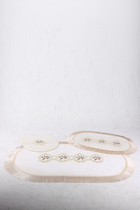 Shems Cream 6 Pcs Bath Set Dirty Laundry Basket Set + Bath Mat Set - Swordslife